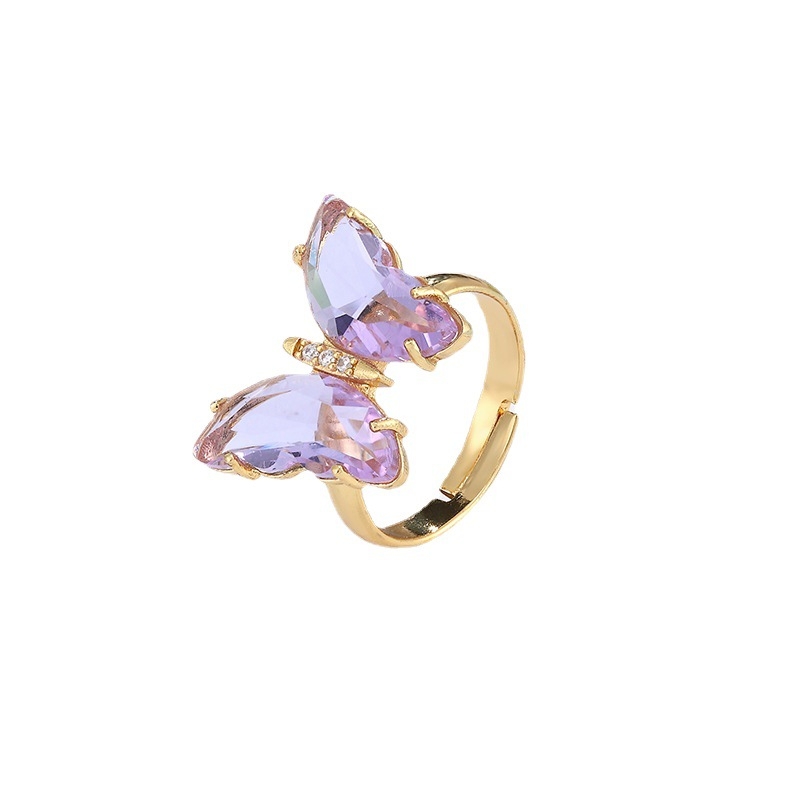 Női gyűrű, természetes stílus, réz, üveg kristály beillesztés, masni dizájn