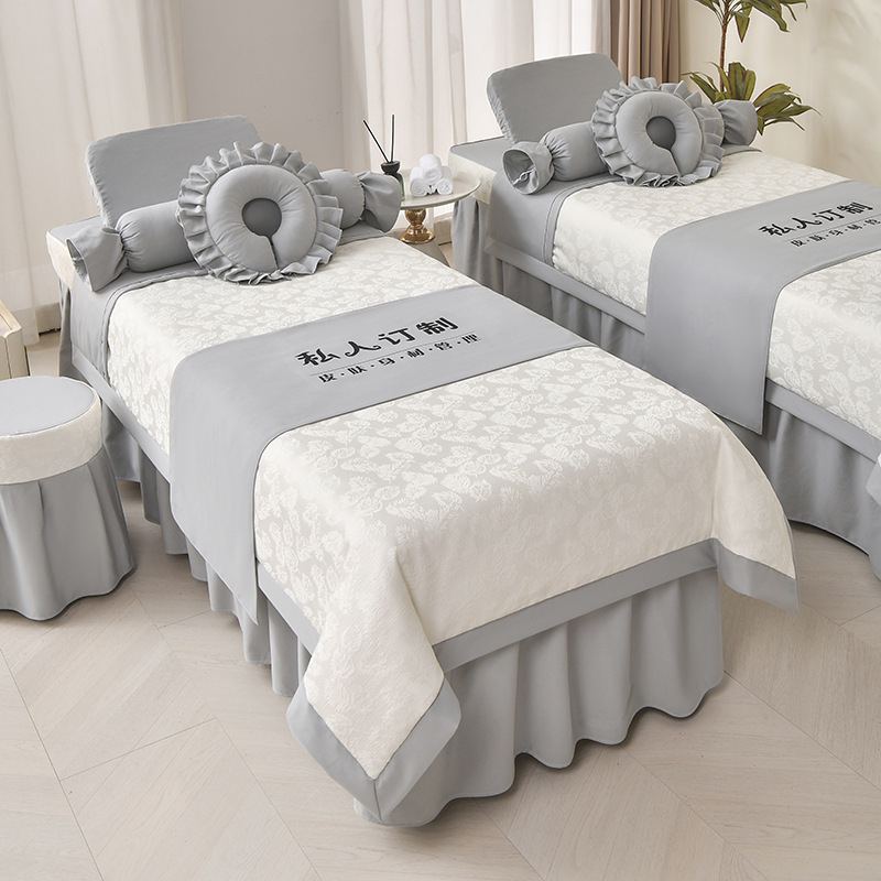 Négy részes kozmetikai ágytakaró készlet – poliészter, könnyű luxus stílus, nyomtatás/twill/jacquard szövés, reakciós festés