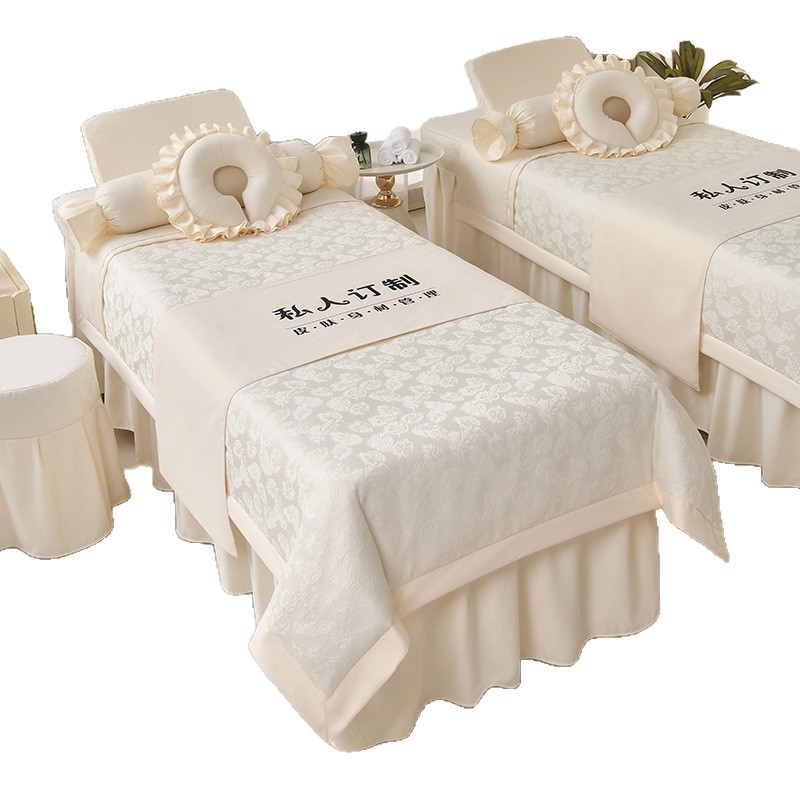 Négy részes kozmetikai ágytakaró készlet – poliészter, könnyű luxus stílus, nyomtatás/twill/jacquard szövés, reakciós festés