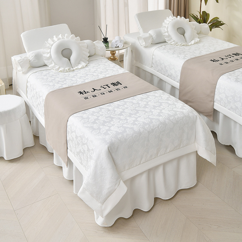 Négy részes kozmetikai ágytakaró készlet – poliészter, könnyű luxus stílus, nyomtatás/twill/jacquard szövés, reakciós festés