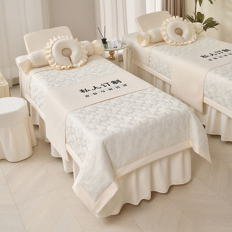 Négy részes kozmetikai ágytakaró készlet – poliészter, könnyű luxus stílus, nyomtatás/twill/jacquard szövés, reakciós festés