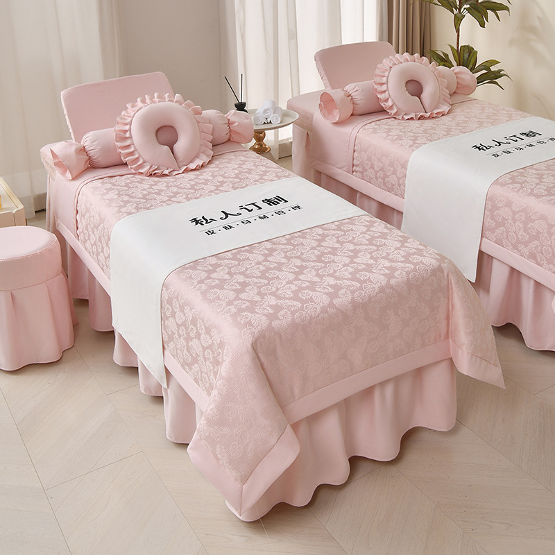 Négy részes kozmetikai ágytakaró készlet – poliészter, könnyű luxus stílus, nyomtatás/twill/jacquard szövés, reakciós festés