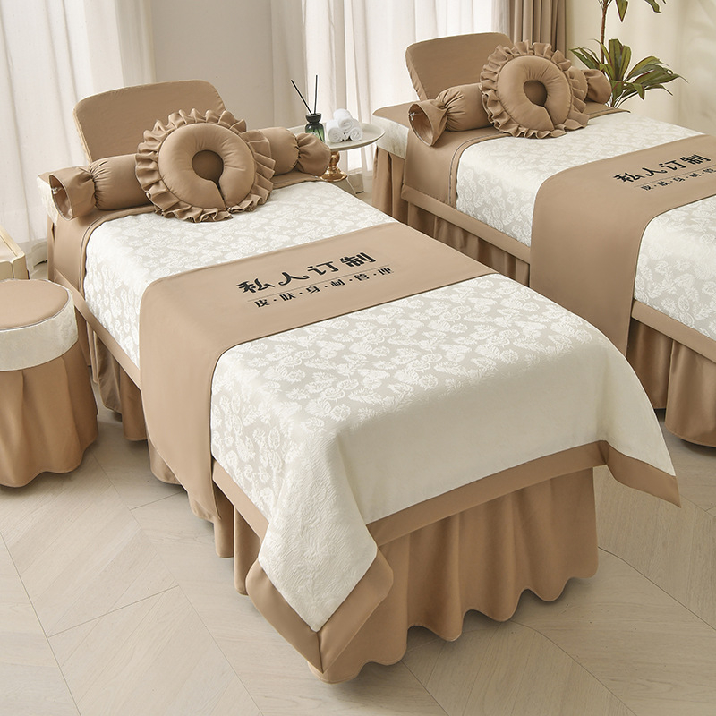 Négy részes kozmetikai ágytakaró készlet – poliészter, könnyű luxus stílus, nyomtatás/twill/jacquard szövés, reakciós festés