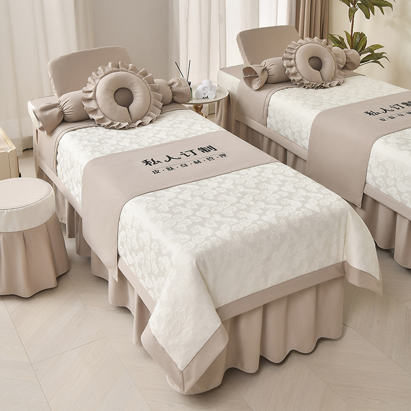 Négy részes kozmetikai ágytakaró készlet – poliészter, könnyű luxus stílus, nyomtatás/twill/jacquard szövés, reakciós festés