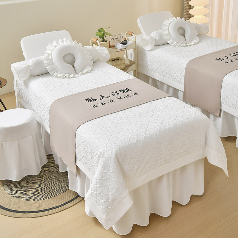 Négy részes kozmetikai ágytakaró készlet – poliészter, könnyű luxus stílus, nyomtatás/twill/jacquard szövés, reakciós festés