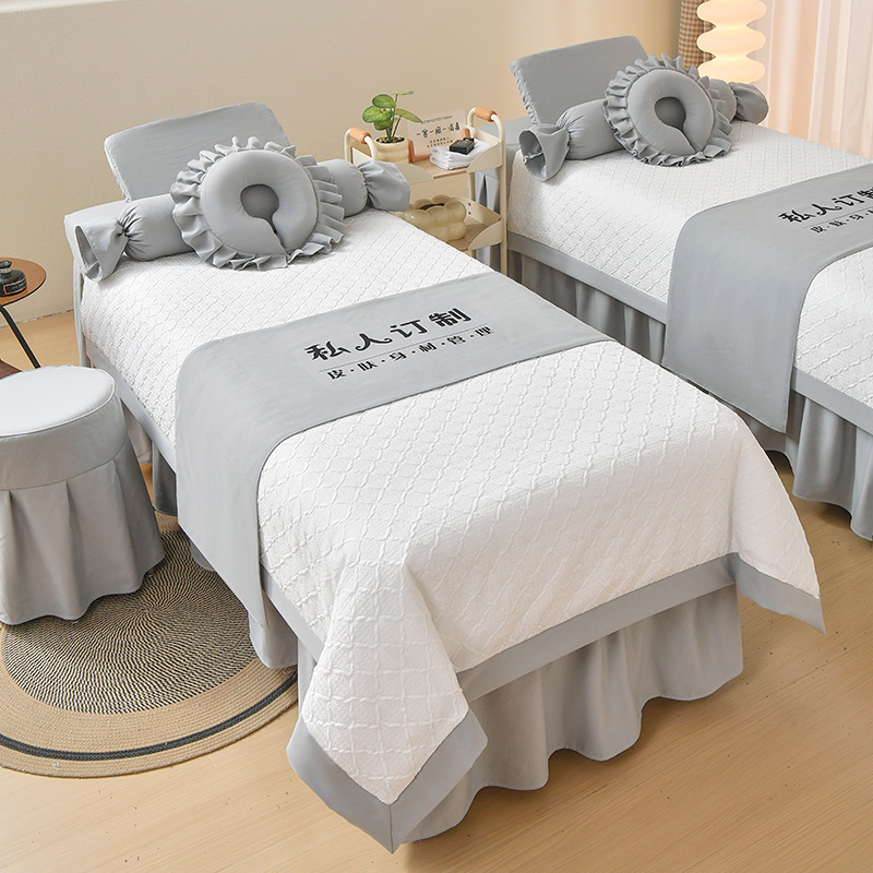 Négy részes kozmetikai ágytakaró készlet – poliészter, könnyű luxus stílus, nyomtatás/twill/jacquard szövés, reakciós festés