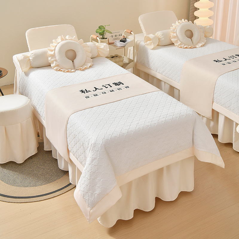 Négy részes kozmetikai ágytakaró készlet – poliészter, könnyű luxus stílus, nyomtatás/twill/jacquard szövés, reakciós festés