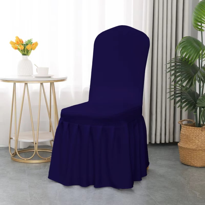 Plisēta krēsla pārvalka, elastīga, bieza poliestera audums, audums 300 g, produkta svars 500 g, ar integrētu mugures atzveltni, viesnīcu banketu stils