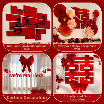 Комплект за украса на сватбена стая с 3D KT панел и стикери с двойно щастие за фон на спалнята — нетъкан текстил