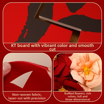 Комплект за украса на сватбена стая с 3D KT панел и стикери с двойно щастие за фон на спалнята — нетъкан текстил