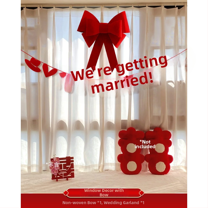 Комплект за украса на сватбена стая с 3D KT панел и стикери с двойно щастие за фон на спалнята — нетъкан текстил