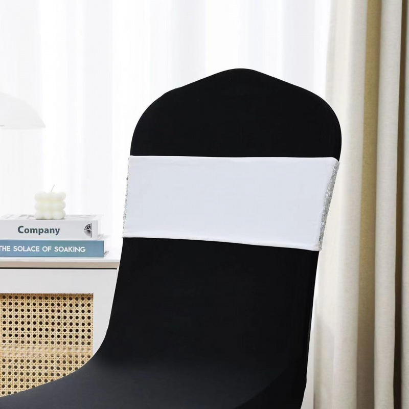 Navlaka za stolac s cvjetnim ukrasom i mašnicom, elastična tkanina, pravokutni oblik, moderni minimalistički stil