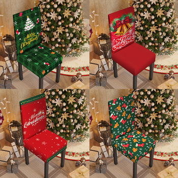 Elastinis kėdės užvalkalas Kalėdoms – poliesteris, Yingqian prekės ženklas, animacinio stiliaus / šiuolaikinis minimalistinis dizainas, tinkamas šventiniam dekoravimui.