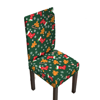 Elastinis kėdės užvalkalas Kalėdoms – poliesteris, Yingqian prekės ženklas, animacinio stiliaus / šiuolaikinis minimalistinis dizainas, tinkamas šventiniam dekoravimui.