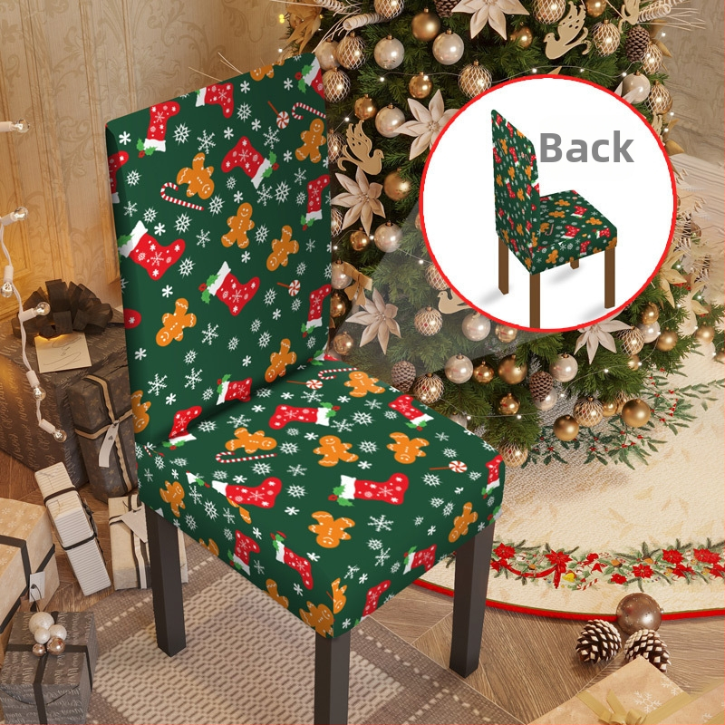 Elastinis kėdės užvalkalas Kalėdoms – poliesteris, Yingqian prekės ženklas, animacinio stiliaus / šiuolaikinis minimalistinis dizainas, tinkamas šventiniam dekoravimui.