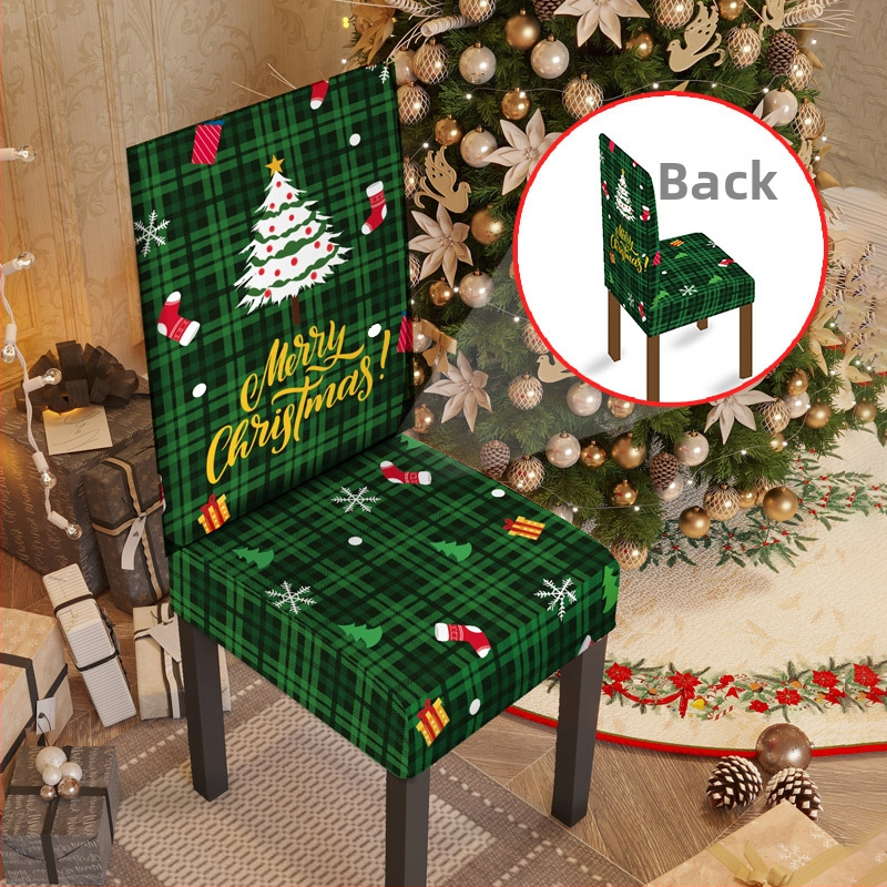 Elastinis kėdės užvalkalas Kalėdoms – poliesteris, Yingqian prekės ženklas, animacinio stiliaus / šiuolaikinis minimalistinis dizainas, tinkamas šventiniam dekoravimui.