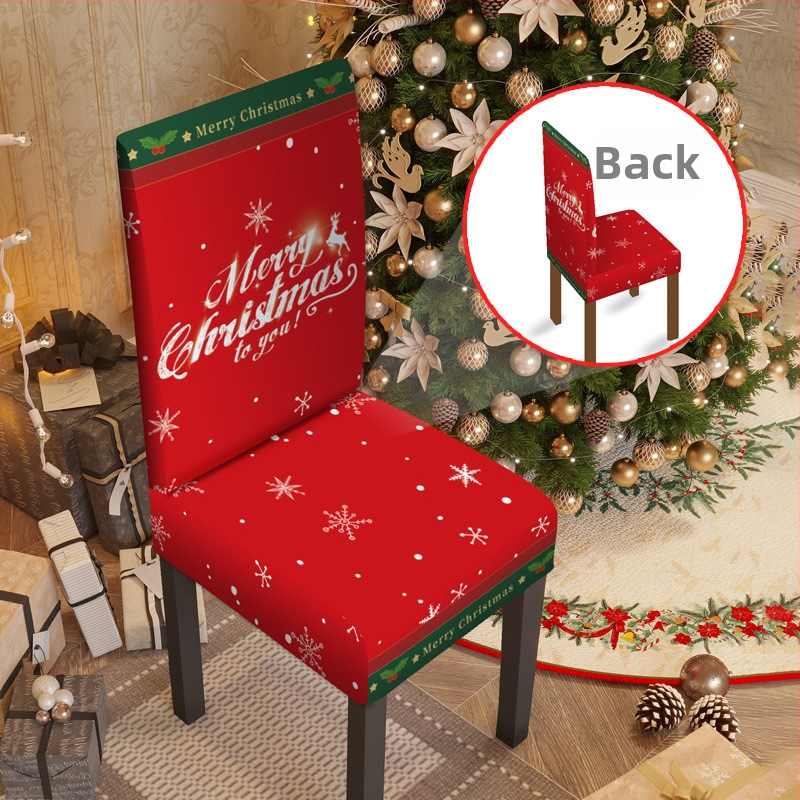 Elastinis kėdės užvalkalas Kalėdoms – poliesteris, Yingqian prekės ženklas, animacinio stiliaus / šiuolaikinis minimalistinis dizainas, tinkamas šventiniam dekoravimui.