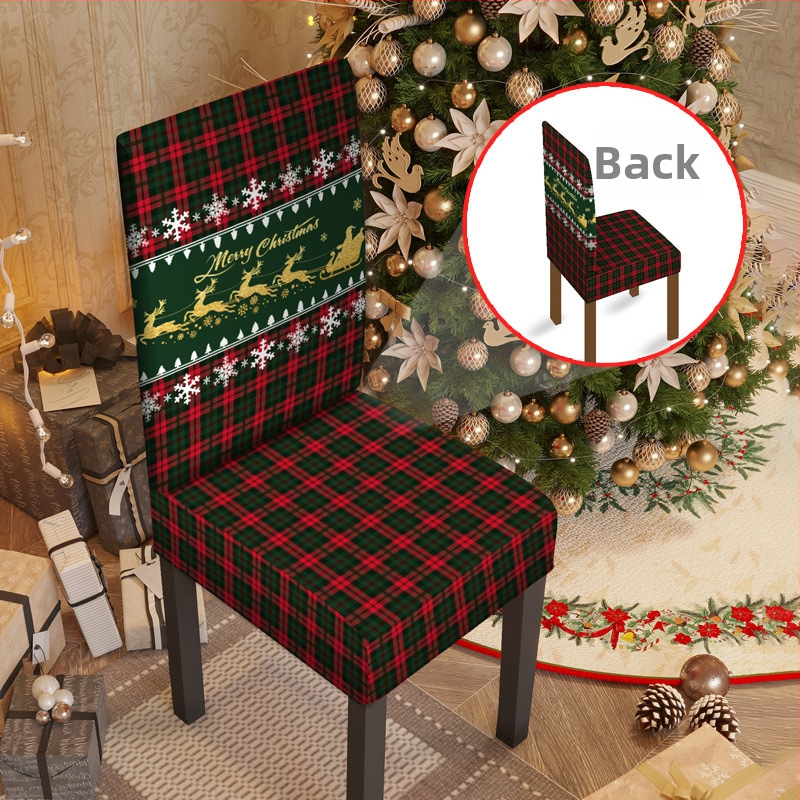 Elastinis kėdės užvalkalas Kalėdoms – poliesteris, Yingqian prekės ženklas, animacinio stiliaus / šiuolaikinis minimalistinis dizainas, tinkamas šventiniam dekoravimui.