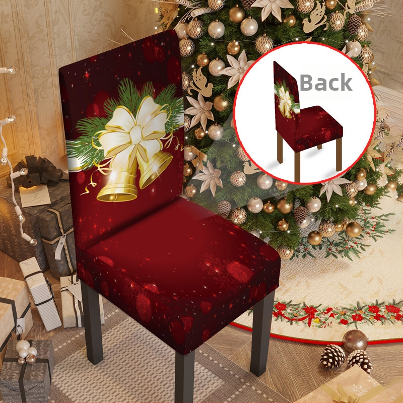 Elastinis kėdės užvalkalas Kalėdoms – poliesteris, Yingqian prekės ženklas, animacinio stiliaus / šiuolaikinis minimalistinis dizainas, tinkamas šventiniam dekoravimui.