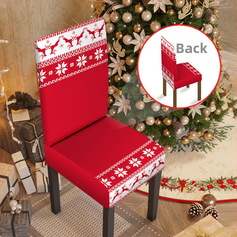 Elastinis kėdės užvalkalas Kalėdoms – poliesteris, Yingqian prekės ženklas, animacinio stiliaus / šiuolaikinis minimalistinis dizainas, tinkamas šventiniam dekoravimui.