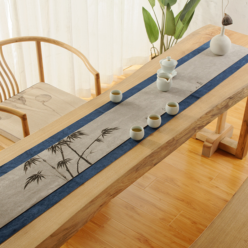 Podmetač za čaj – dvostrani, vodootporan, zen inspiriran, moderni kineski stil; 90% viskoza, 10% poliester