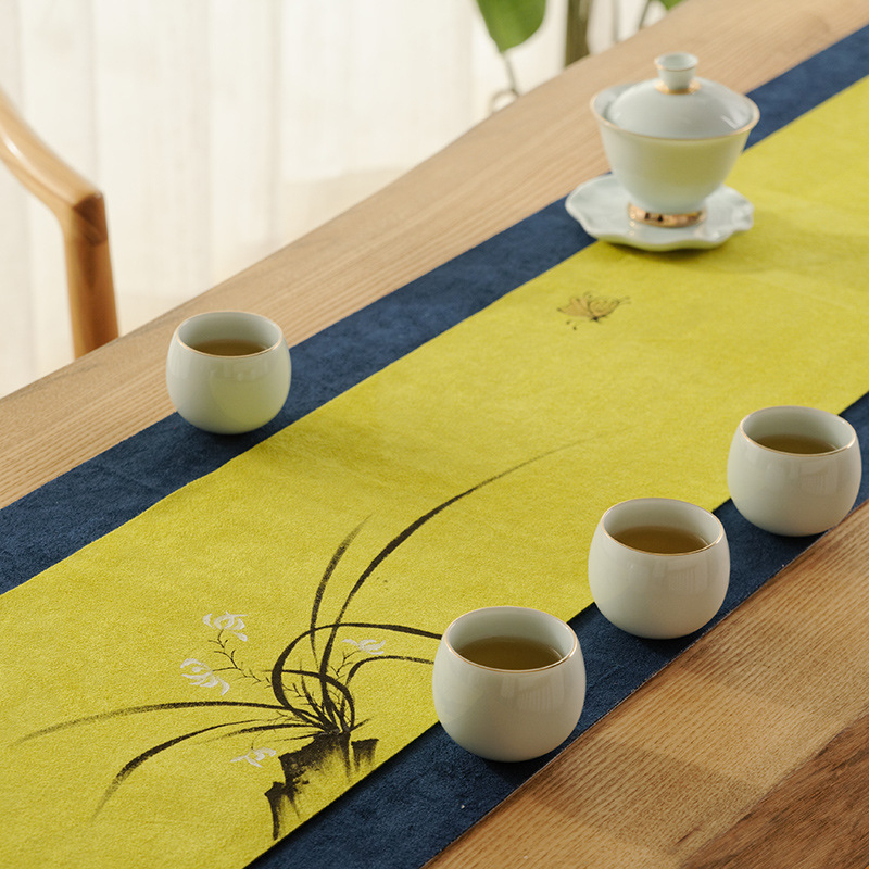 Podmetač za čaj – dvostrani, vodootporan, zen inspiriran, moderni kineski stil; 90% viskoza, 10% poliester