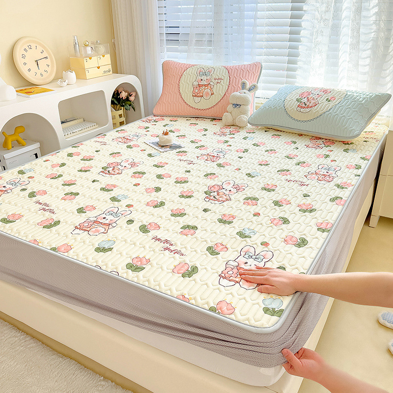 Trīs daļu lateksa dzesējošais gulēšanas komplekts – dabīgs latekss, lateksa saturs 80-90%, adījums ar drukas rakstu