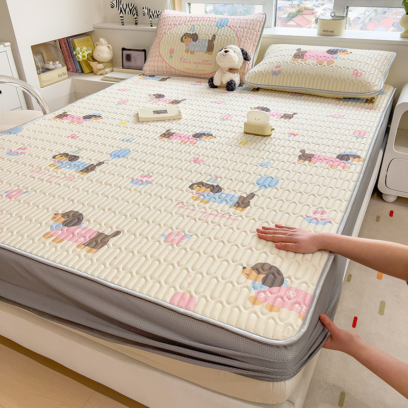 Trīs daļu lateksa dzesējošais gulēšanas komplekts – dabīgs latekss, lateksa saturs 80-90%, adījums ar drukas rakstu