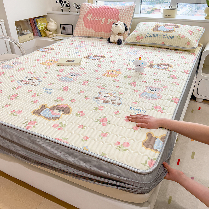 Trīs daļu lateksa dzesējošais gulēšanas komplekts – dabīgs latekss, lateksa saturs 80-90%, adījums ar drukas rakstu