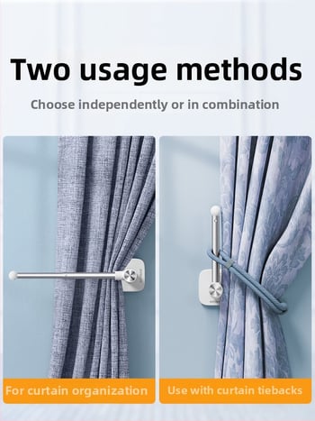 Užuolaidų laikiklis, sieninis tvirtinimas, medis, modernus minimalistinis stilius, šoninis vėjo atsparus kabliukas