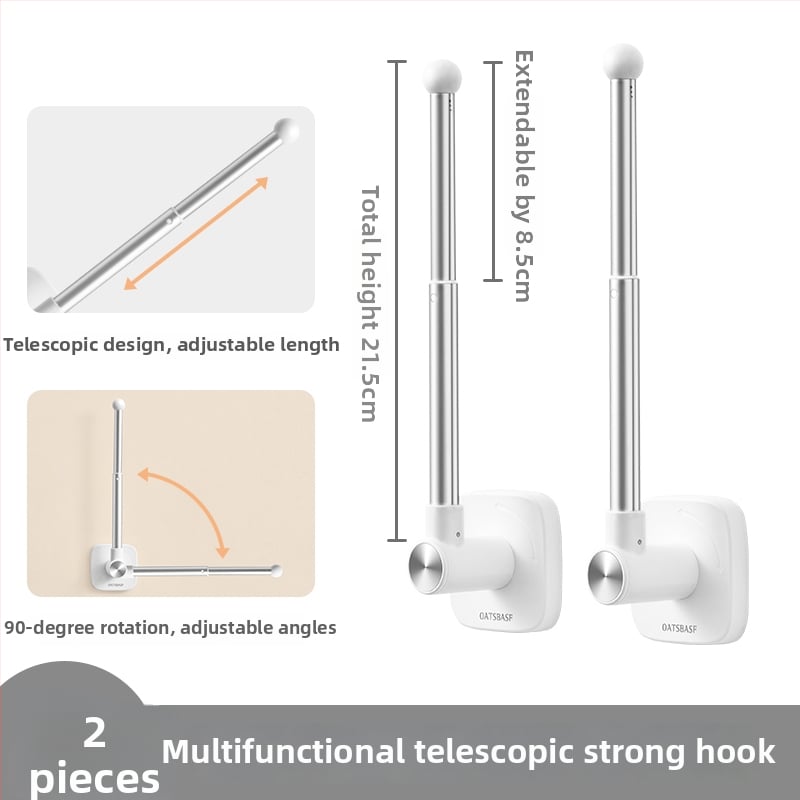 Užuolaidų laikiklis, sieninis tvirtinimas, medis, modernus minimalistinis stilius, šoninis vėjo atsparus kabliukas