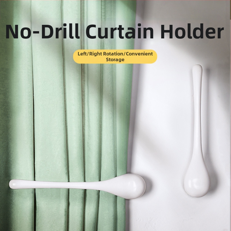 Užuolaidų laikiklis, sieninis tvirtinimas, medis, modernus minimalistinis stilius, šoninis vėjo atsparus kabliukas