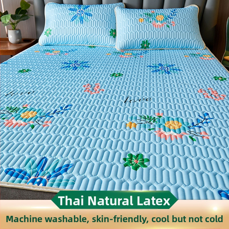 Dabīgs lateksa dzesējošais paklājiņš, trīs gabalu komplekts, ledus-silkas virsma, mājas un studentu kopmītnēs, drukāta šūšana, lateksa saturs <70%