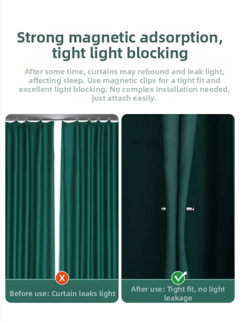 Vējizturīgs aizkaru magnētiskā aizvēršanas komplekts (pāris) ar āķiem, klipu un jostu