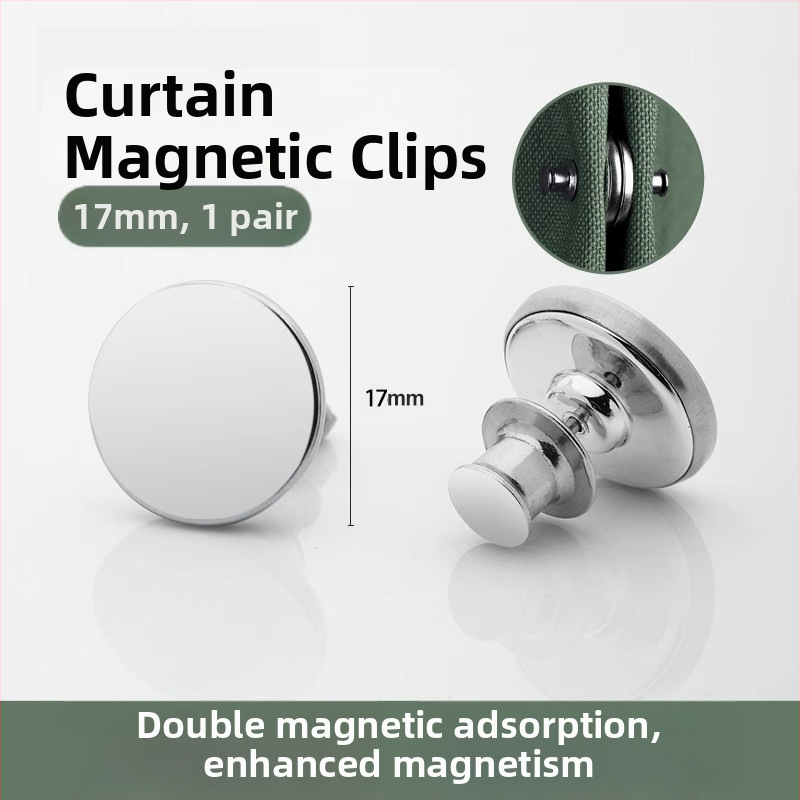 Vējizturīgs aizkaru magnētiskā aizvēršanas komplekts (pāris) ar āķiem, klipu un jostu