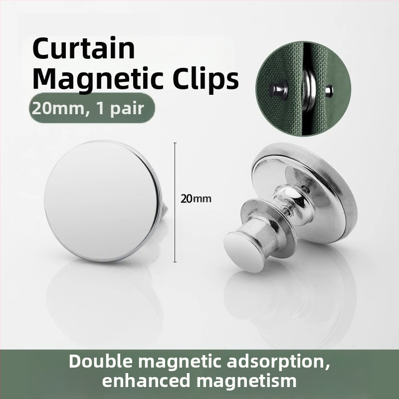 Vējizturīgs aizkaru magnētiskā aizvēršanas komplekts (pāris) ar āķiem, klipu un jostu