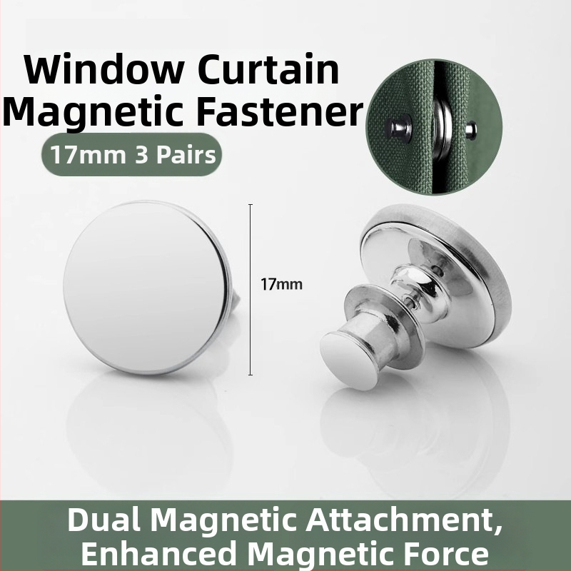 Vējizturīgs aizkaru magnētiskā aizvēršanas komplekts (pāris) ar āķiem, klipu un jostu
