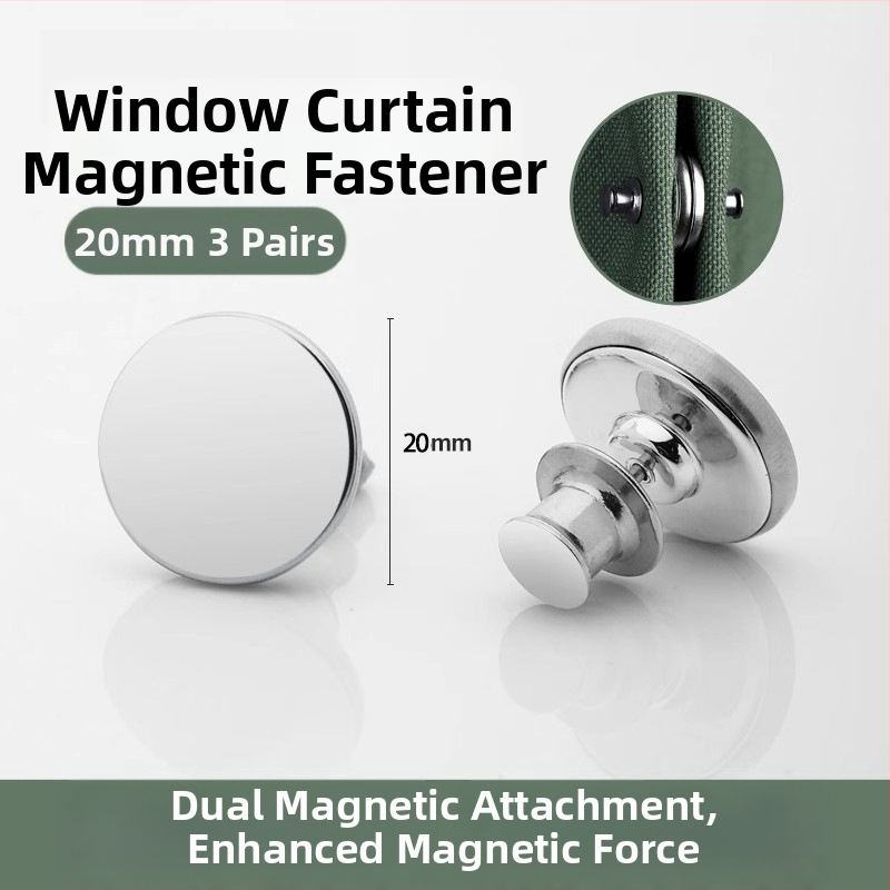 Vējizturīgs aizkaru magnētiskā aizvēršanas komplekts (pāris) ar āķiem, klipu un jostu