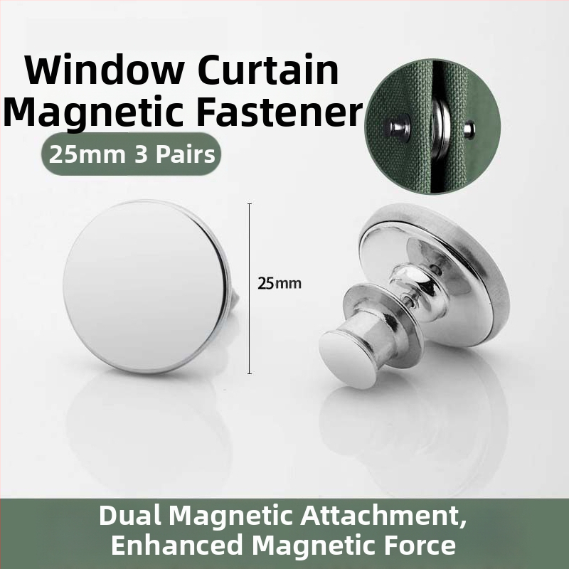 Vējizturīgs aizkaru magnētiskā aizvēršanas komplekts (pāris) ar āķiem, klipu un jostu
