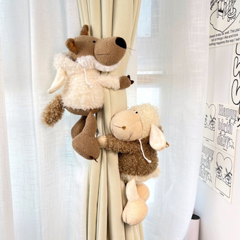 Aizkaru turētāji – pāris pūkainu dzīvnieku figūriņas, mazā pele, bērnu istabai, materiāls: zīds, stils: universāls