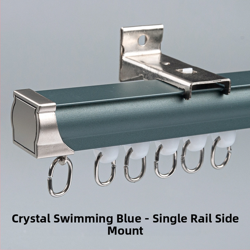 Užuolaidų bėgikų sistema su dviguba bėgimo vaga, šoninis viršutinis tvirtinimas, aliuminio lydinys, pritaikomas, šiuolaikinis minimalistinis stilius