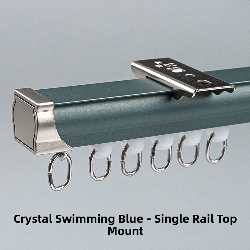 Užuolaidų bėgikų sistema su dviguba bėgimo vaga, šoninis viršutinis tvirtinimas, aliuminio lydinys, pritaikomas, šiuolaikinis minimalistinis stilius