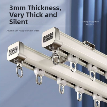 Huanli Užuolaidų bėgikliai – aliuminio lydinio, viršutinė ir šoninė montavimas, tylus bėgiklis su guoliais ratukais, skirtas vieno ir dviejų bėgiklių sistemai