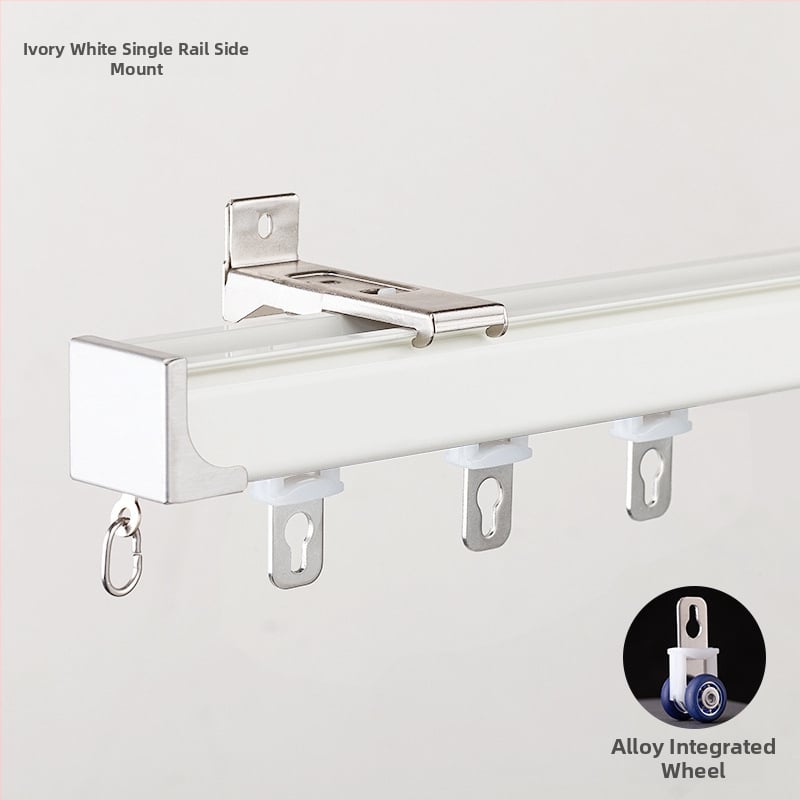 Huanli Užuolaidų bėgikliai – aliuminio lydinio, viršutinė ir šoninė montavimas, tylus bėgiklis su guoliais ratukais, skirtas vieno ir dviejų bėgiklių sistemai