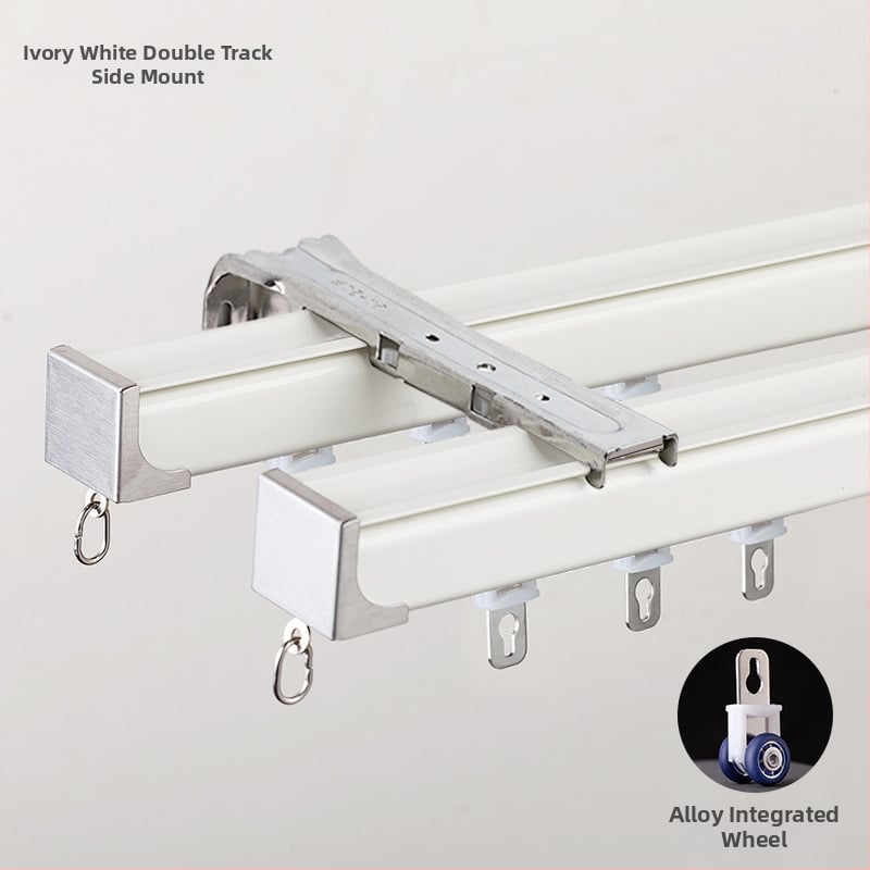 Huanli Užuolaidų bėgikliai – aliuminio lydinio, viršutinė ir šoninė montavimas, tylus bėgiklis su guoliais ratukais, skirtas vieno ir dviejų bėgiklių sistemai