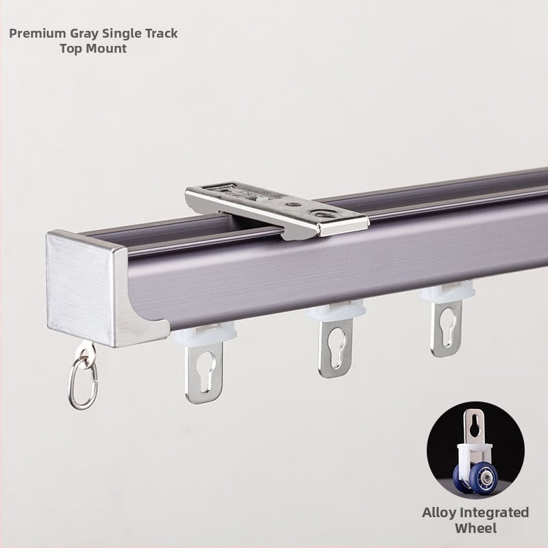 Huanli Užuolaidų bėgikliai – aliuminio lydinio, viršutinė ir šoninė montavimas, tylus bėgiklis su guoliais ratukais, skirtas vieno ir dviejų bėgiklių sistemai