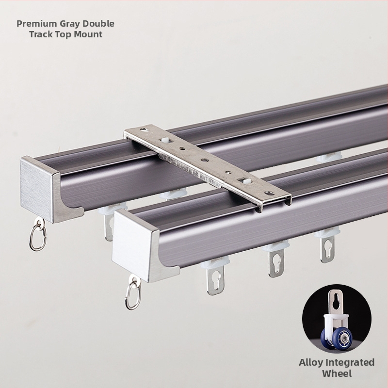 Huanli Užuolaidų bėgikliai – aliuminio lydinio, viršutinė ir šoninė montavimas, tylus bėgiklis su guoliais ratukais, skirtas vieno ir dviejų bėgiklių sistemai