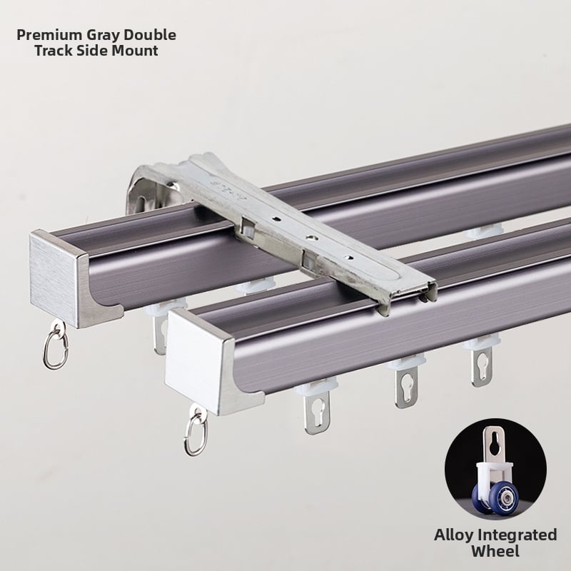 Huanli Užuolaidų bėgikliai – aliuminio lydinio, viršutinė ir šoninė montavimas, tylus bėgiklis su guoliais ratukais, skirtas vieno ir dviejų bėgiklių sistemai