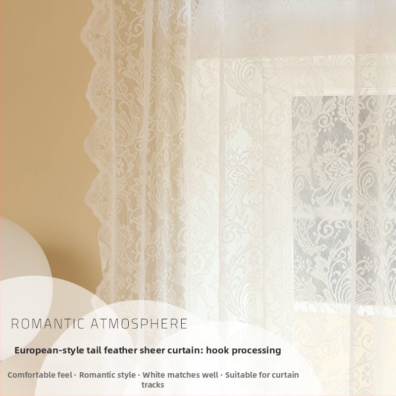 Mežģīņu tīkla aizkars, poliesters, franču stils, mežģīņu izstrāde, caurules, āķi, urbšana, 100% poliesters