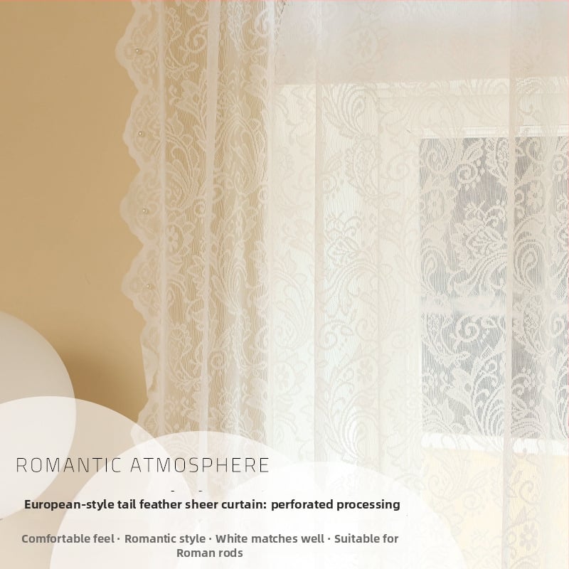 Mežģīņu tīkla aizkars, poliesters, franču stils, mežģīņu izstrāde, caurules, āķi, urbšana, 100% poliesters